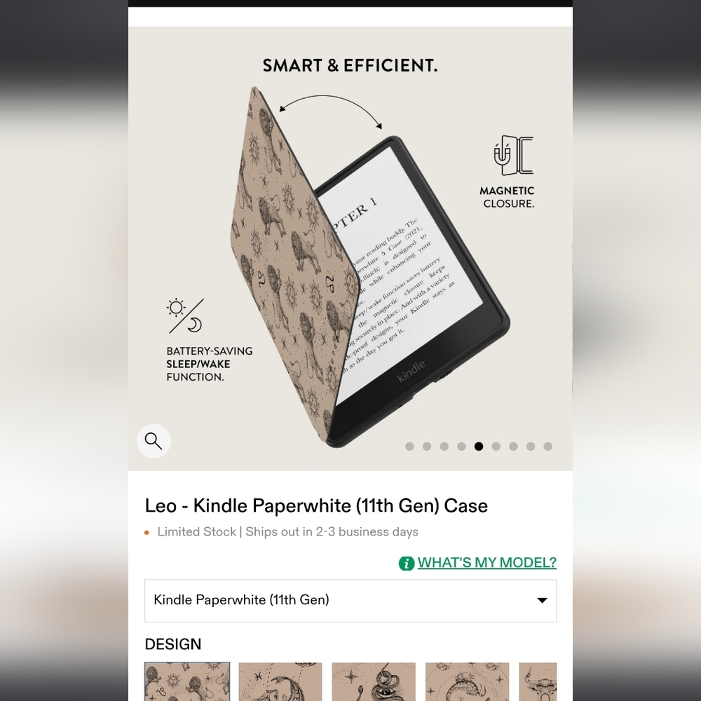 Burga Kindle Case with Zodiac Design (LION)